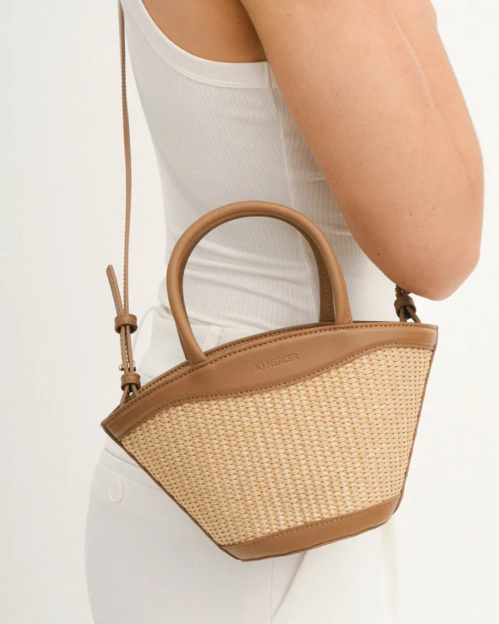 TOTES Peque mini tote bag caramel raffia jomercer Women TOTES Peque mini tote bag caramel raffia jomercer Women