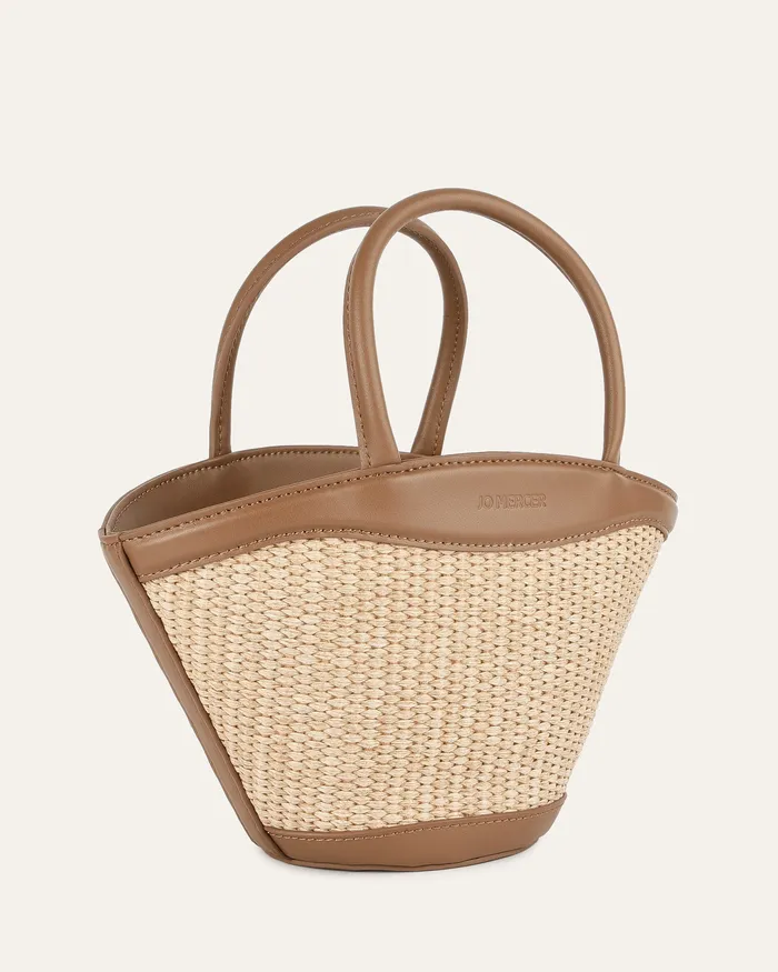 TOTES Peque mini tote bag caramel raffia jomercer Women TOTES Peque mini tote bag caramel raffia jomercer Women