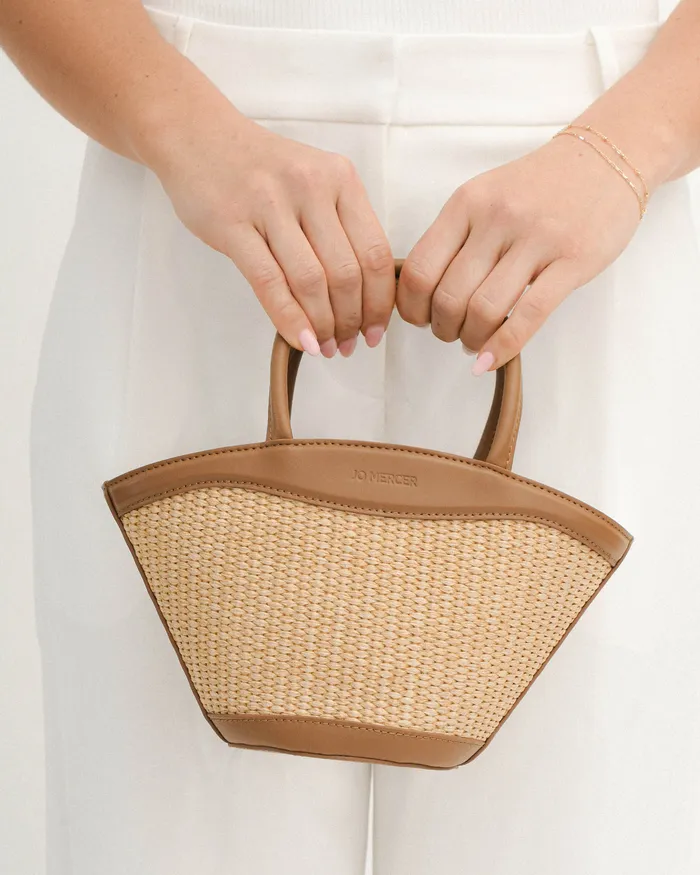 TOTES Peque mini tote bag caramel raffia jomercer Women TOTES Peque mini tote bag caramel raffia jomercer Women