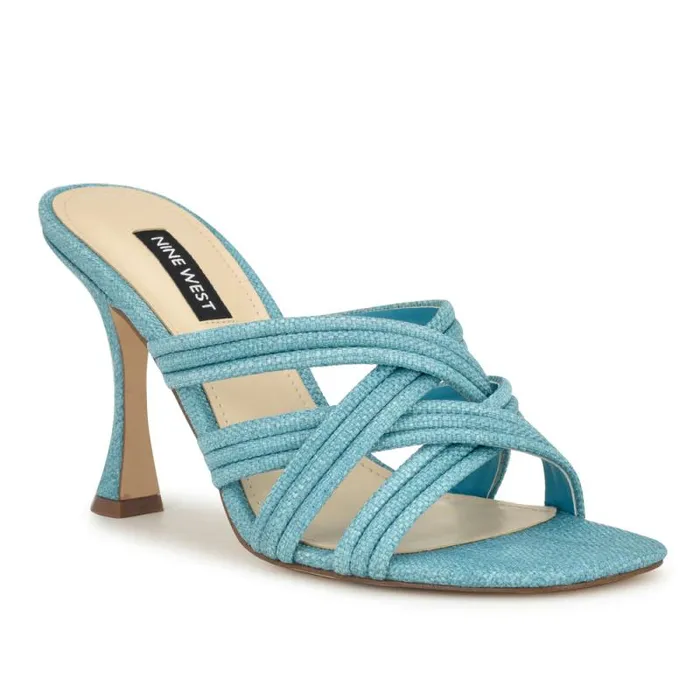 Tracee Heeled Slide Sandals Medium Blue Women Nine West Sandals Tracee Heeled Slide Sandals Medium Blue Women Nine West Sandals