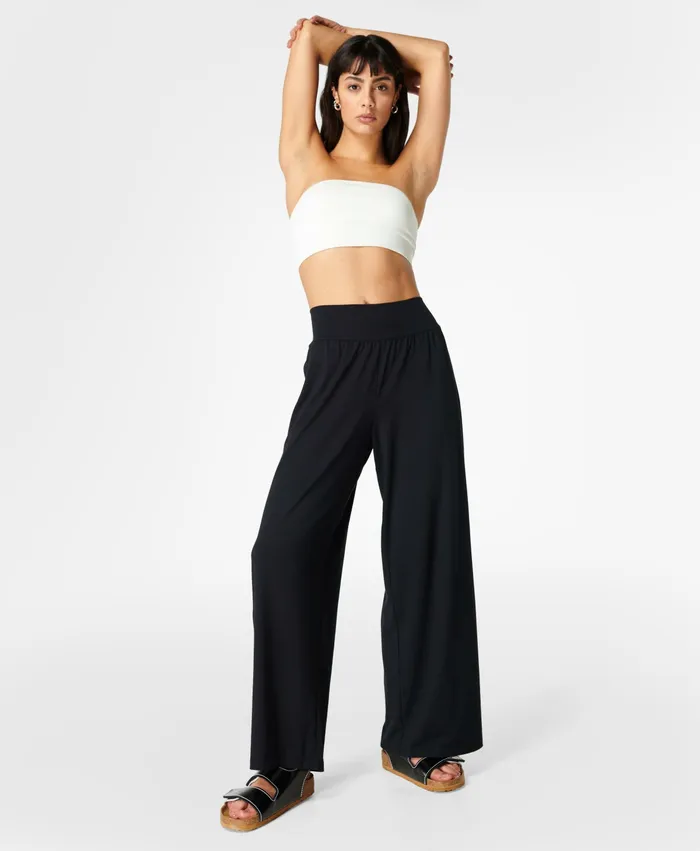 Trousers Women Sweaty Betty Modal Wide Leg Trousers Black