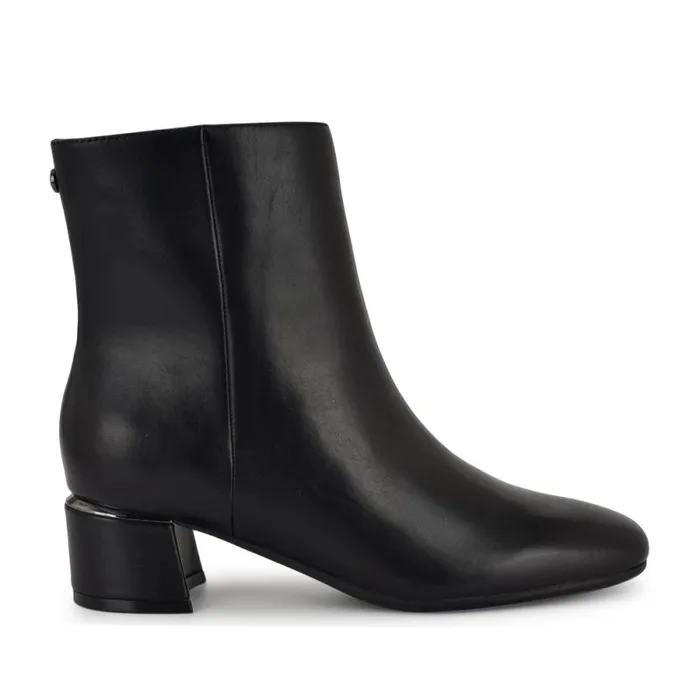 Trunke 92159 Square Toe Booties Black Leather Women Nine West Boots and Booties