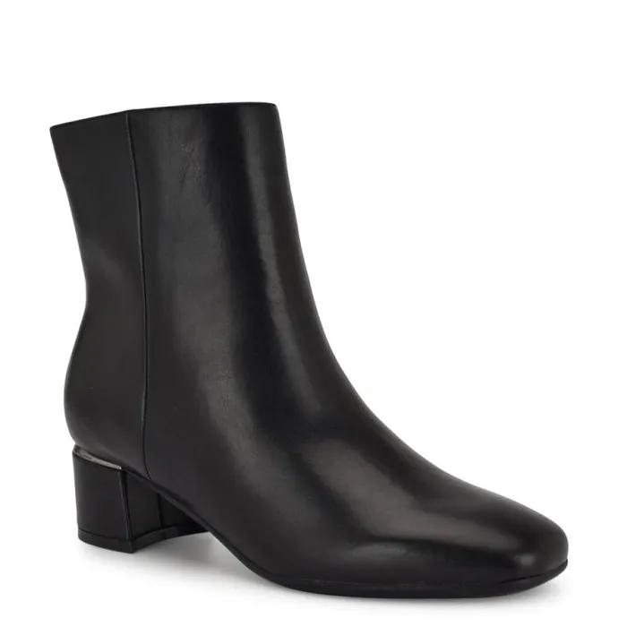 Trunke 92159 Square Toe Booties Black Leather Women Nine West Boots and Booties Trunke 92159 Square Toe Booties Black Leather Women Nine West Boots and Booties