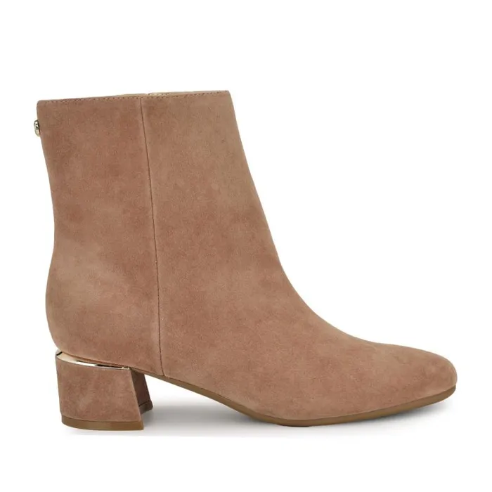 Trunke 92159 Square Toe Booties Natural Suede Women Nine West Boots and Booties