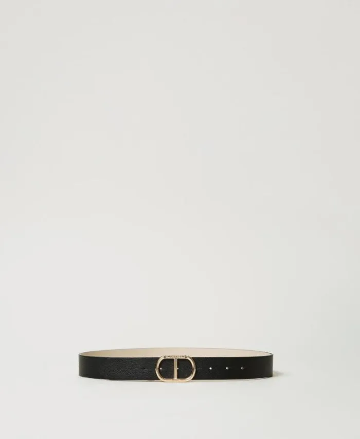 Twinset Belts Reversible Belt With Oval T Buckle Twotone Black Old White 8211 Accessories