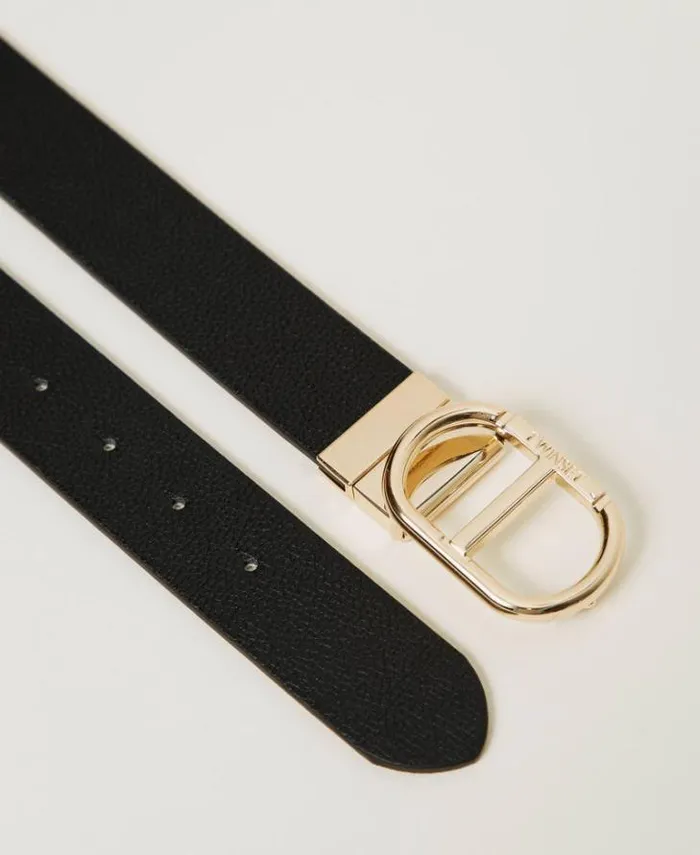 Twinset Belts Reversible Belt With Oval T Buckle Twotone Black Old White 8211 Accessories