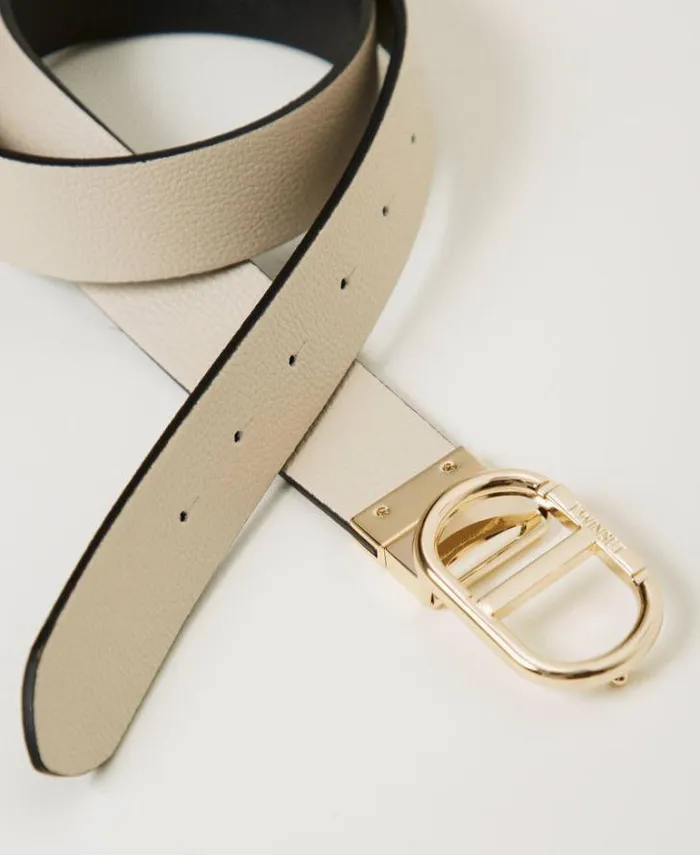 Twinset Belts Reversible Belt With Oval T Buckle Twotone Black Old White 8211 Accessories