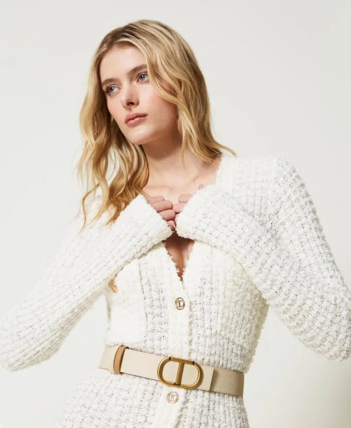 Twinset Belts Reversible Leather Belt With Oval T Buckle Twotone 034pale Hemp034 Beige Ivory 8211 Accessories
