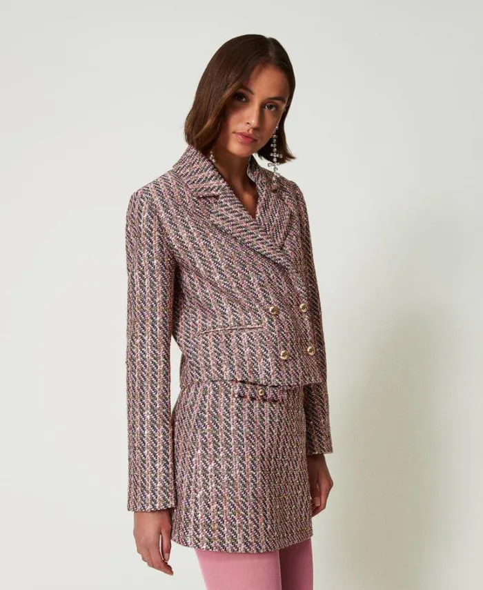 Twinset Blazers Boucl And Lurex Blazer Pink Tulle Bouclegrave 8211 Clothing