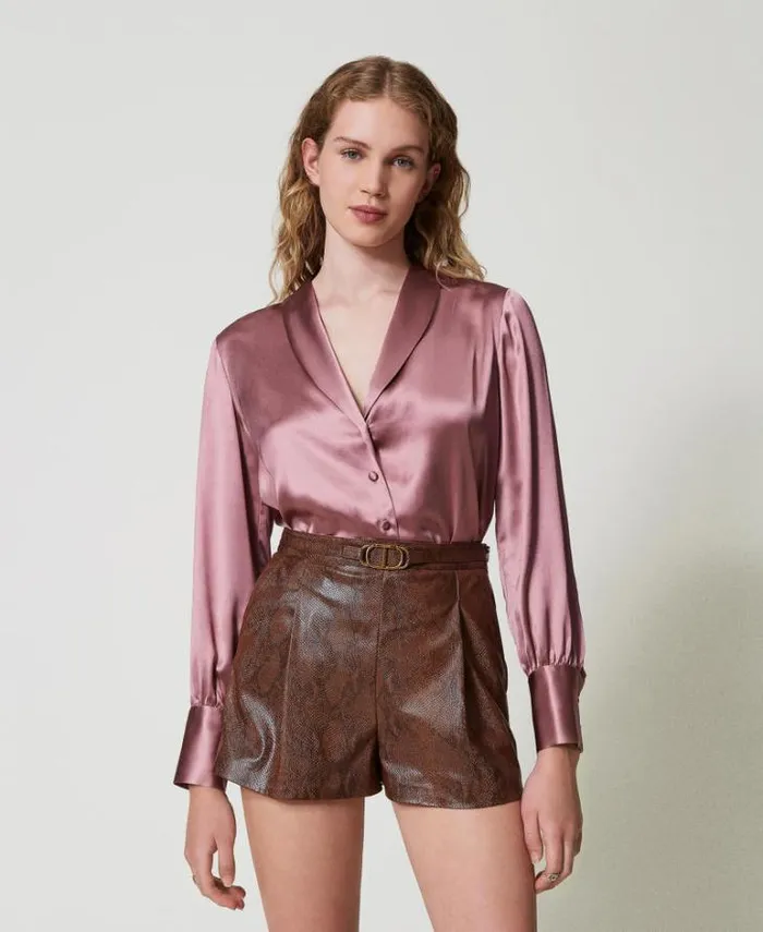 Twinset Blouses And Shirts Shawl Collar Shirt Ruby Chocolate Pink 8211 Clothing
