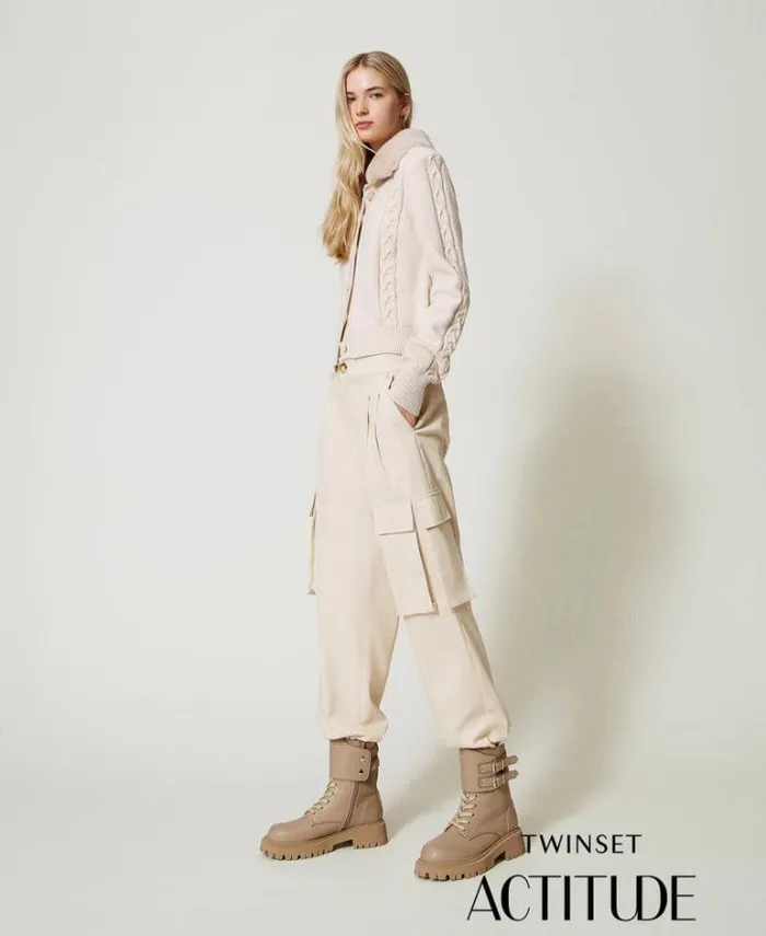 Twinset Cargo Trousers Cargo Trousers With Asymmetric Pockets Pink Cloud Pink 8211 Clothing