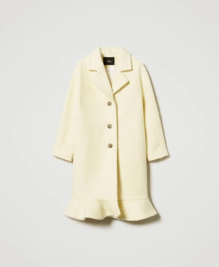 Twinset Coats And Trench Coats Curly Wool Cloth Coat French Vanilla 8211 Clothing