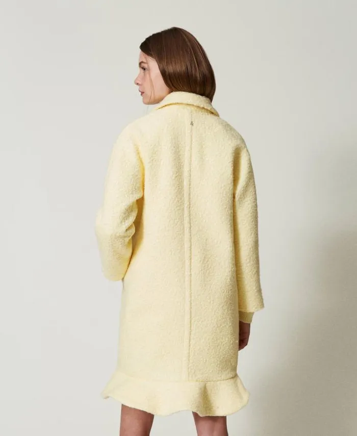 Twinset Coats And Trench Coats Curly Wool Cloth Coat French Vanilla 8211 Clothing