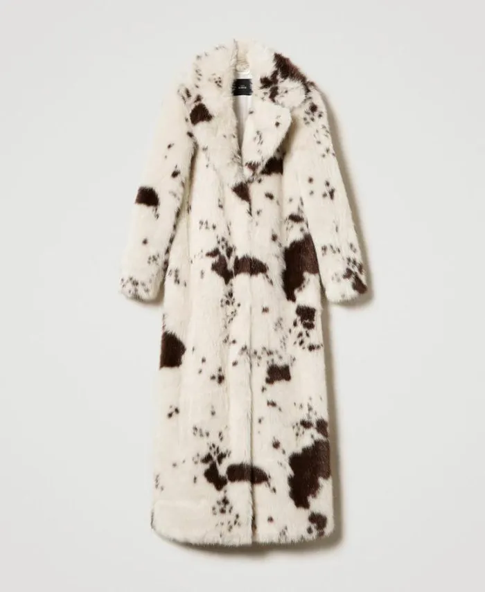 Twinset Coats And Trench Coats Long Faux Fur Coat White Molegrave Cow 8211 Clothing