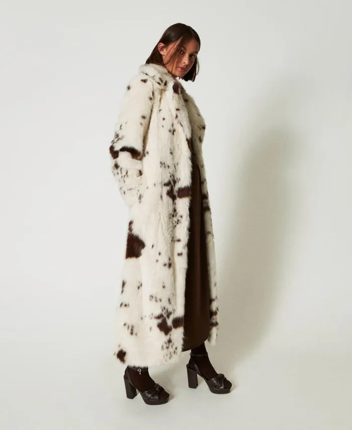 Twinset Coats And Trench Coats Long Faux Fur Coat White Molegrave Cow 8211 Clothing