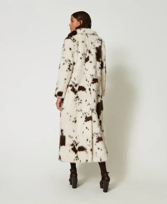Twinset Coats And Trench Coats Long Faux Fur Coat White Molegrave Cow 8211 Clothing