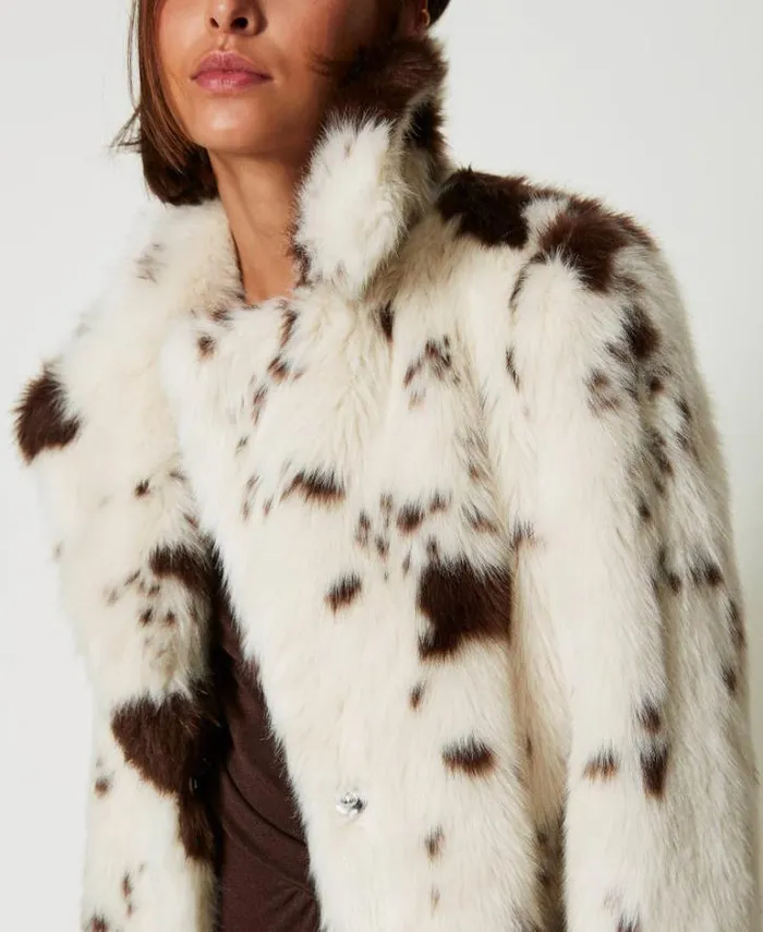 Twinset Coats And Trench Coats Long Faux Fur Coat White Molegrave Cow 8211 Clothing