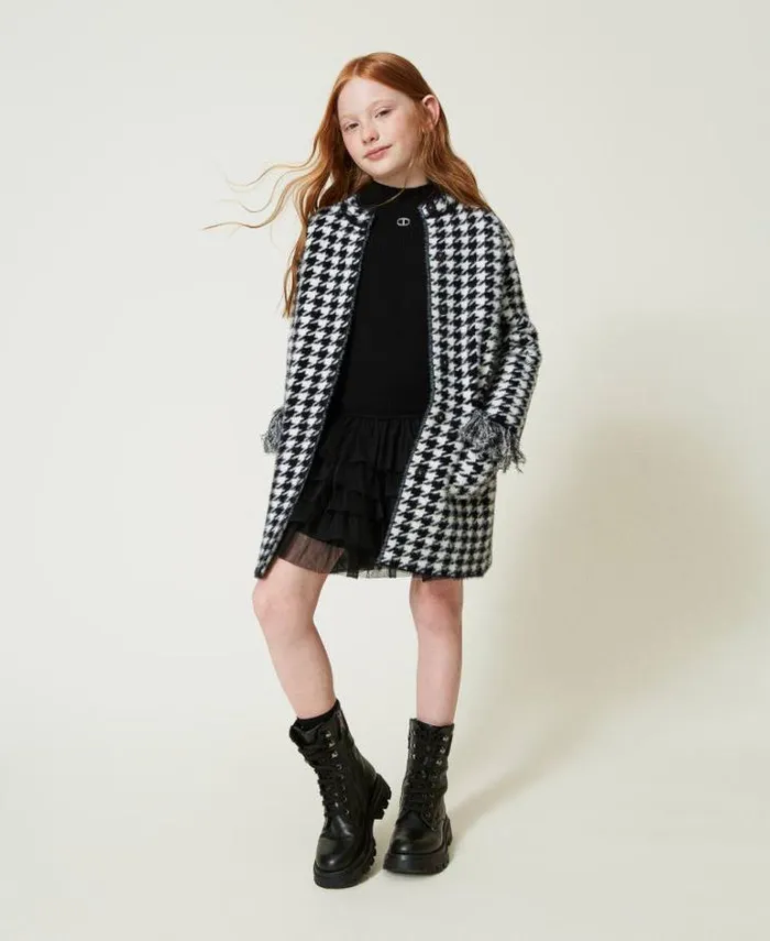 Twinset Dresses Ribbed Knit Dress With Tulle Black 8211 Girl