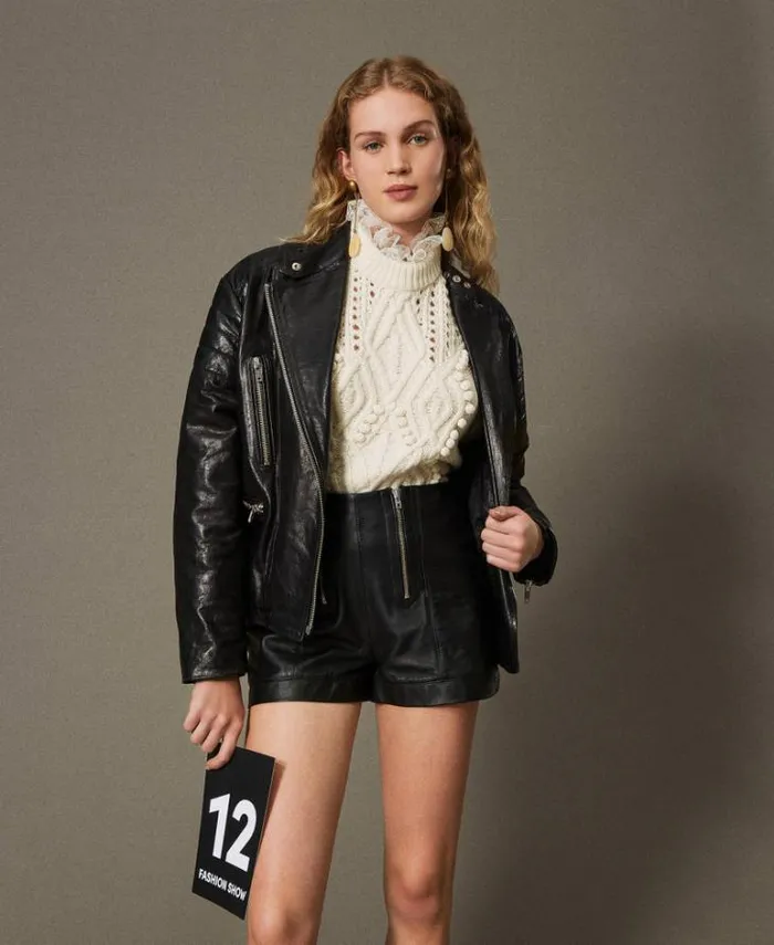 Twinset Flares Leather 039Fairfax039 Shorts With Zip Black 8211 Clothing