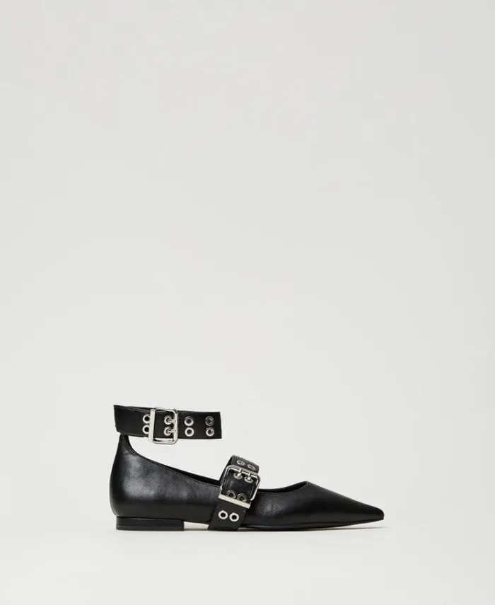 Twinset Flat Shoes Ballerina Shoes With Straps Black 8211 Shoes