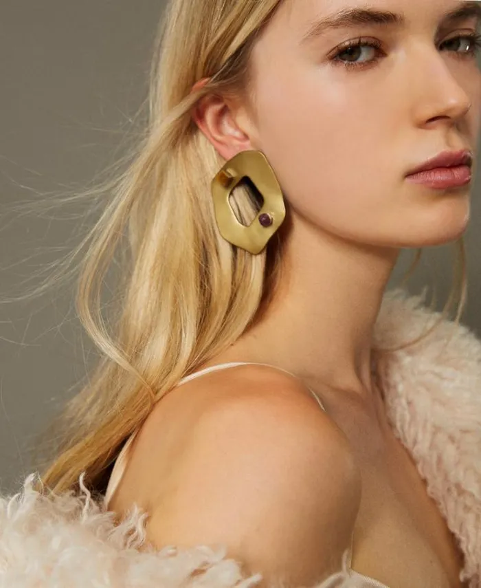 Twinset Jewellery Metal Oval Earring Coffee Chocolate 8211 Accessories