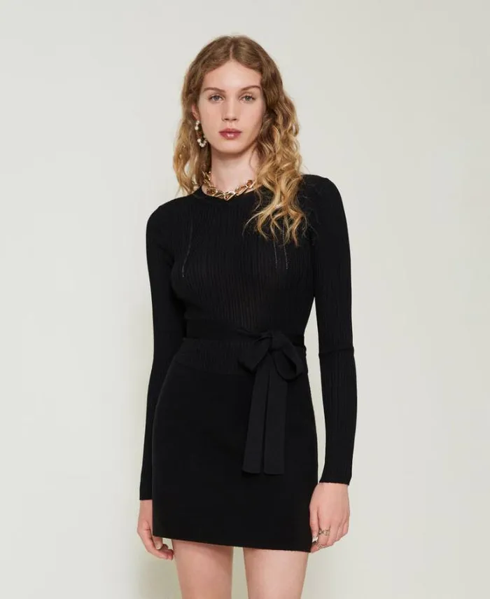 Twinset Jumpers And Cardigans Ribbed Jumper With Bow Black 8211 Clothing