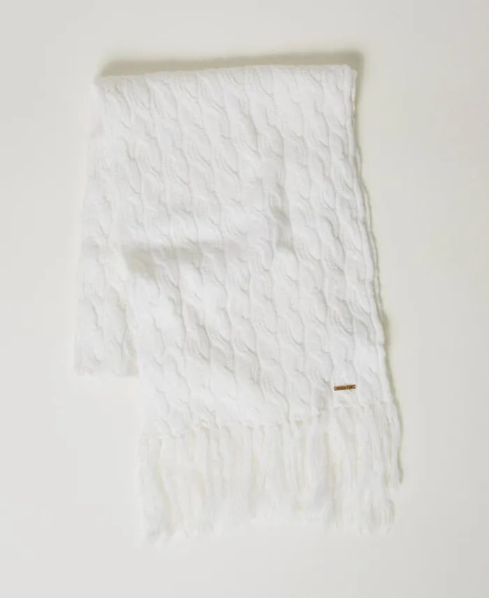 Twinset Scarves Cable Knit Scarf Mother Of Pearl 8211 Accessories