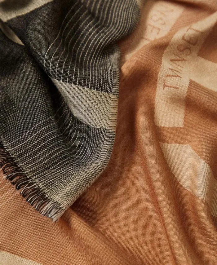 Twinset Scarves Jacquard Kefiah With Oval T Multicolour Black Old White Sandy Brown 8211 Accessories