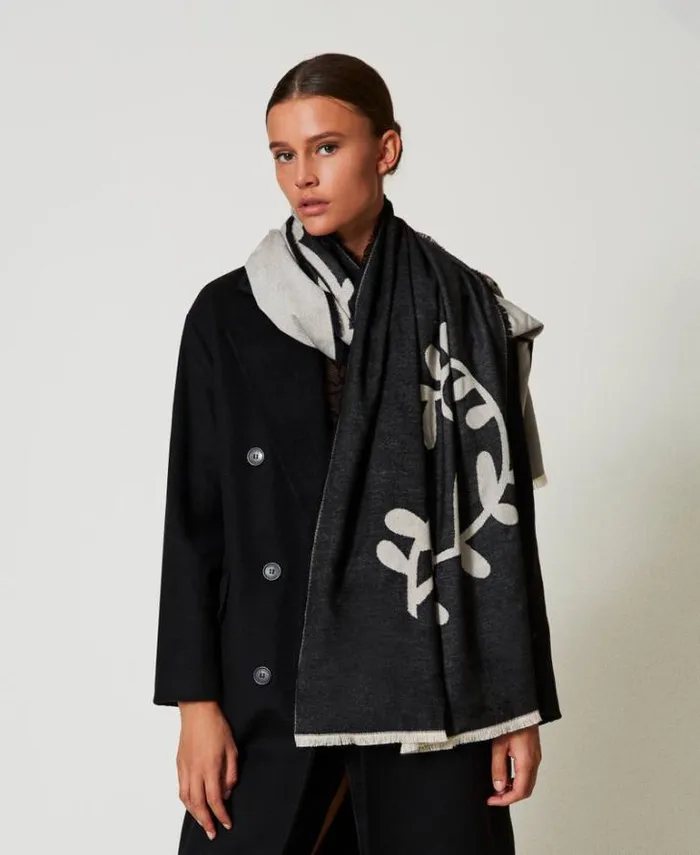 Twinset Scarves Jacquard Scarf With Logo Black 8211 Accessories