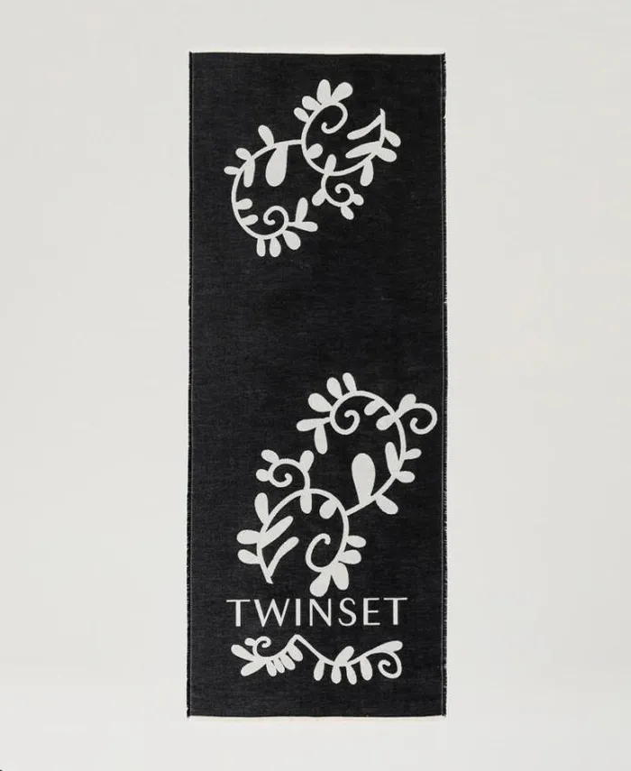 Twinset Scarves Jacquard Scarf With Logo Black 8211 Accessories