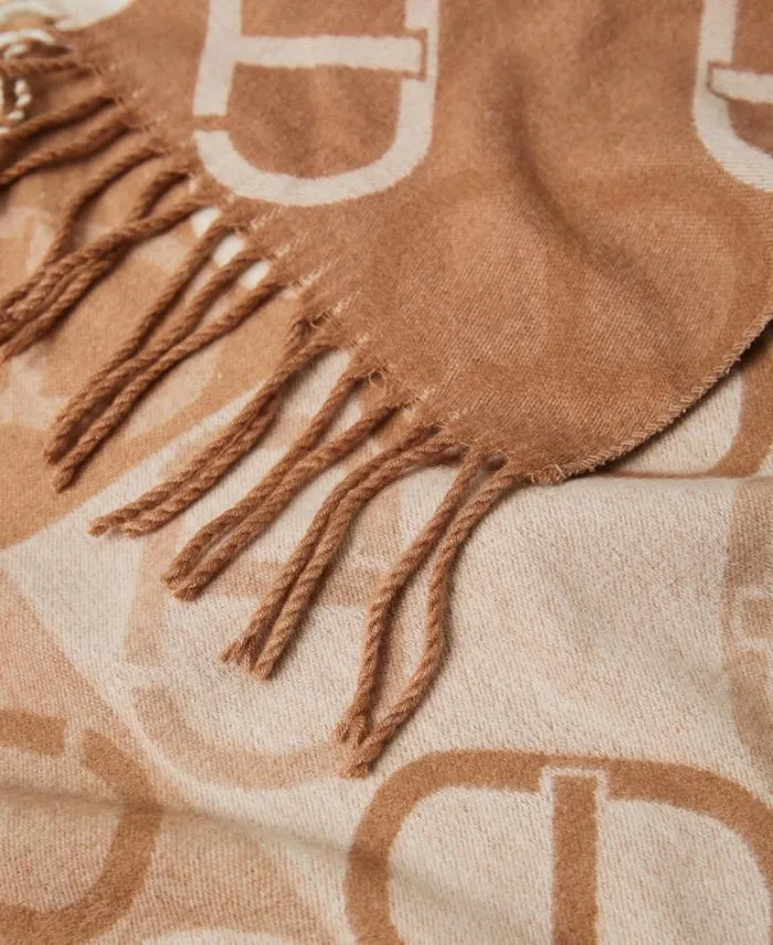 Twinset Scarves Jacquard Wool Cloth Stole With Oval T Sandy Brown Jacquard Oval T 8211 Accessories