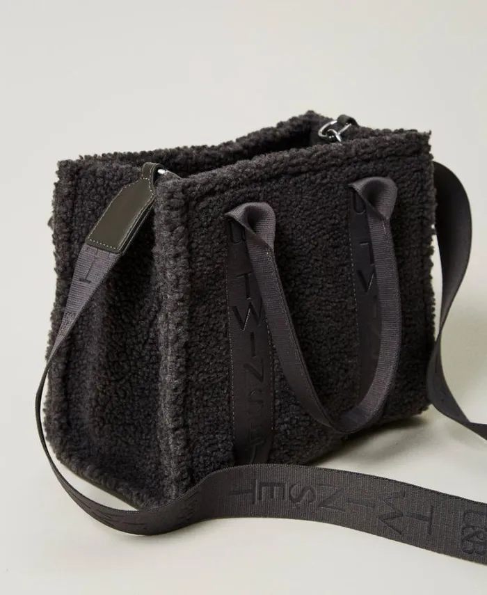 Twinset Shoulder Bags Faux Fur Shopper Bag Blackened Pearl Grey 8211 Bags