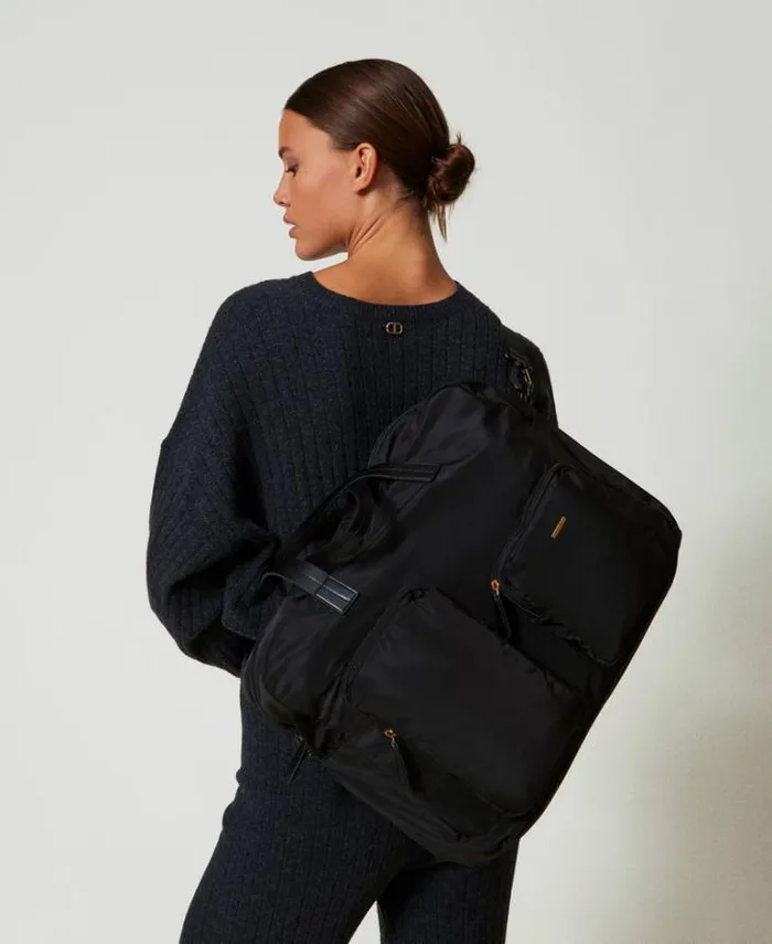 Twinset Shoulder Bags Technical Fabric Shopper Bag Black 8211 Bags