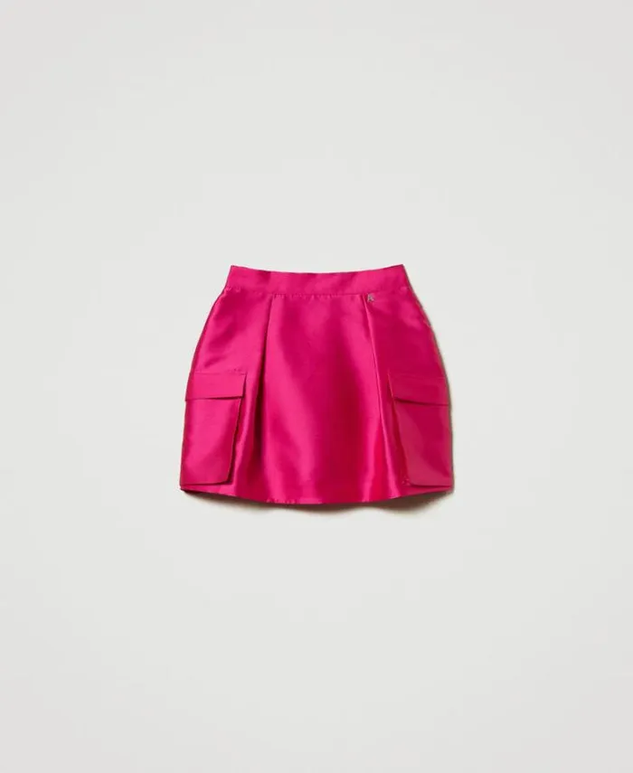 Twinset Skirts Mikado Twill Miniskirt Super Pink 8211 Clothing