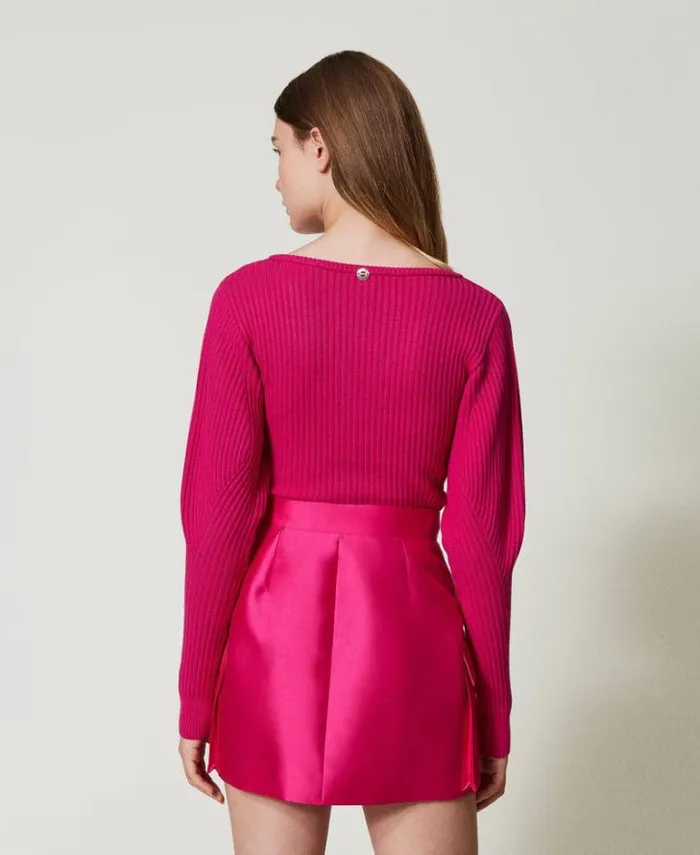 Twinset Skirts Mikado Twill Miniskirt Super Pink 8211 Clothing