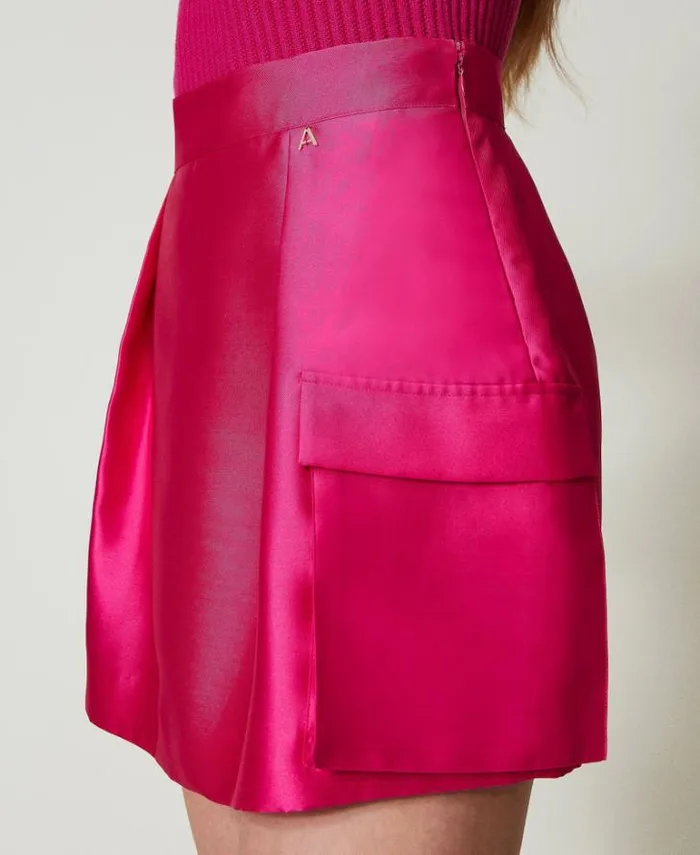 Twinset Skirts Mikado Twill Miniskirt Super Pink 8211 Clothing