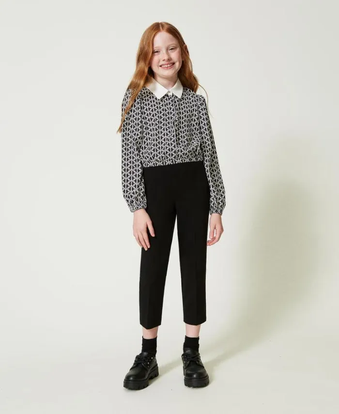Twinset Trousers And Jeans Flannel Cigarette Trousers Black 8211 Girl