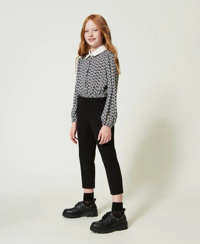 Twinset Trousers And Jeans Flannel Cigarette Trousers Black 8211 Girl