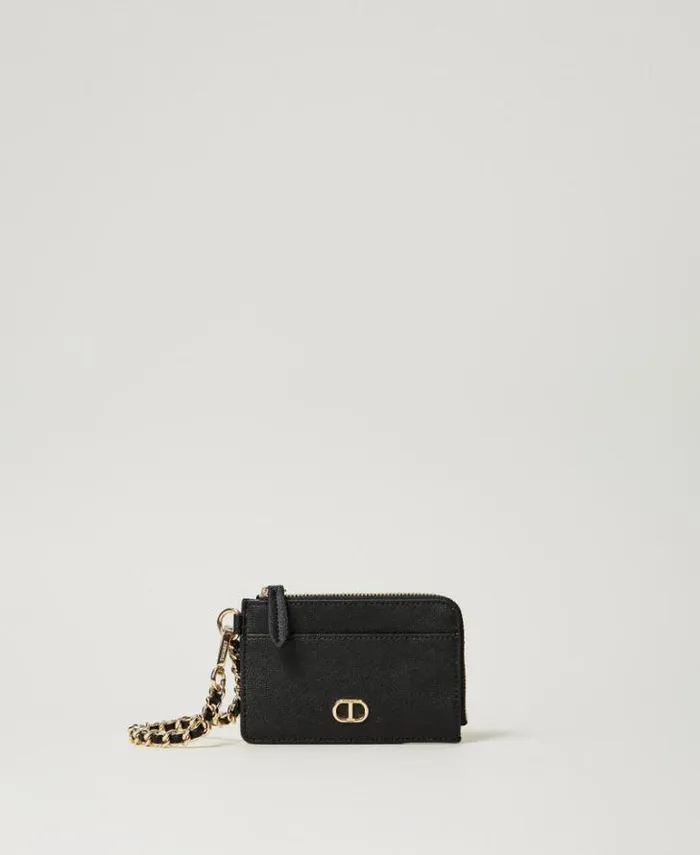 Twinset Wallets And Keyrings Card Holder With Chain And Oval T Black 8211 Accessories