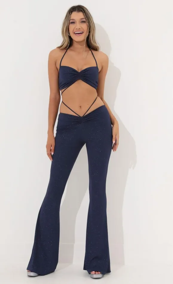 Two Piece Set Shimmer Blue Women LUCY IN THE SKY Pants
