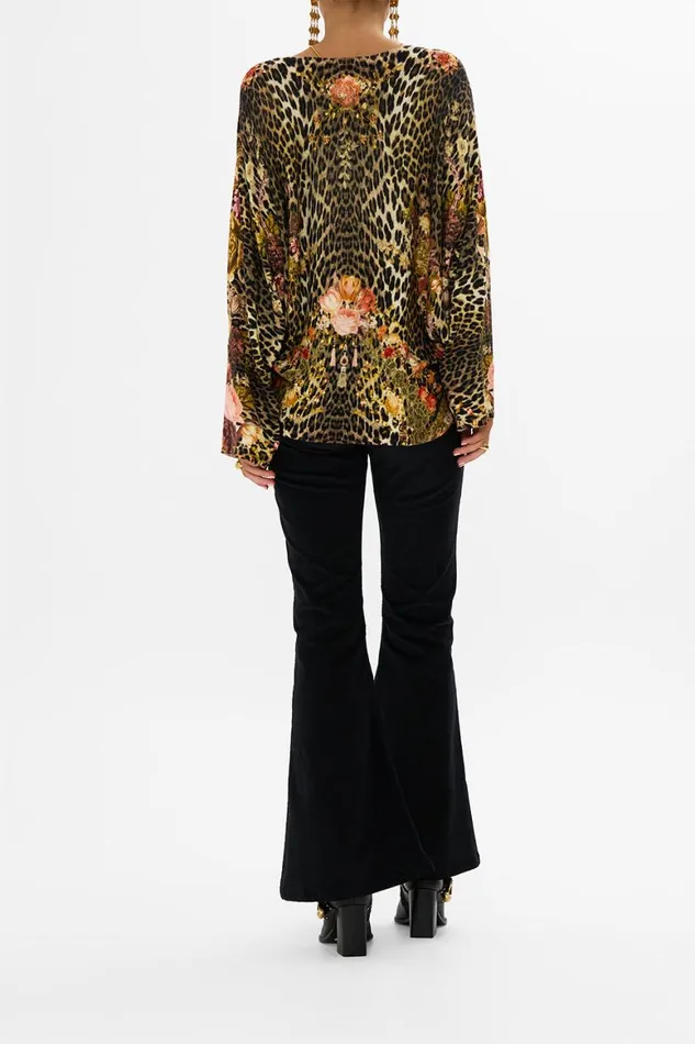 V NECK PRINTED DOLMAN SLEEVE KNIT BORN IN BRUGES Born In Bruges Womens Camilla Knitwear V NECK PRINTED DOLMAN SLEEVE KNIT BORN IN BRUGES Born In Bruges Womens Camilla Knitwear