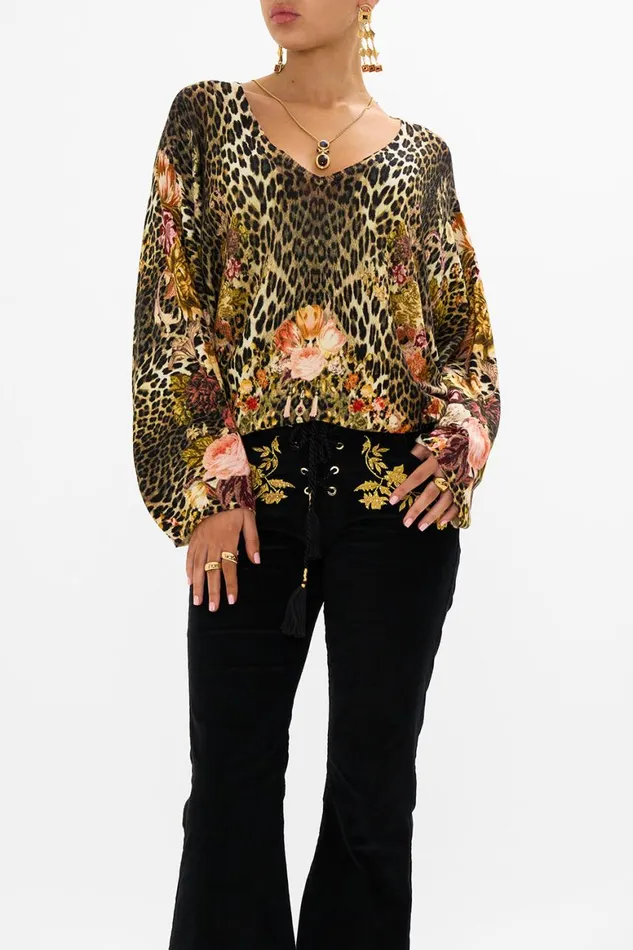 V NECK PRINTED DOLMAN SLEEVE KNIT BORN IN BRUGES Born In Bruges Womens Camilla Knitwear