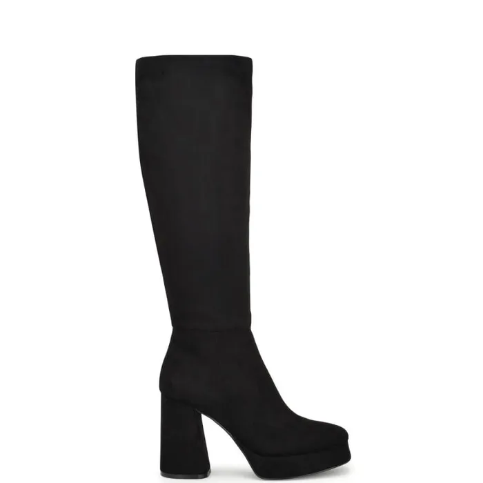 Vadda Platform Boots Black Suede Women Nine West Boots and Booties