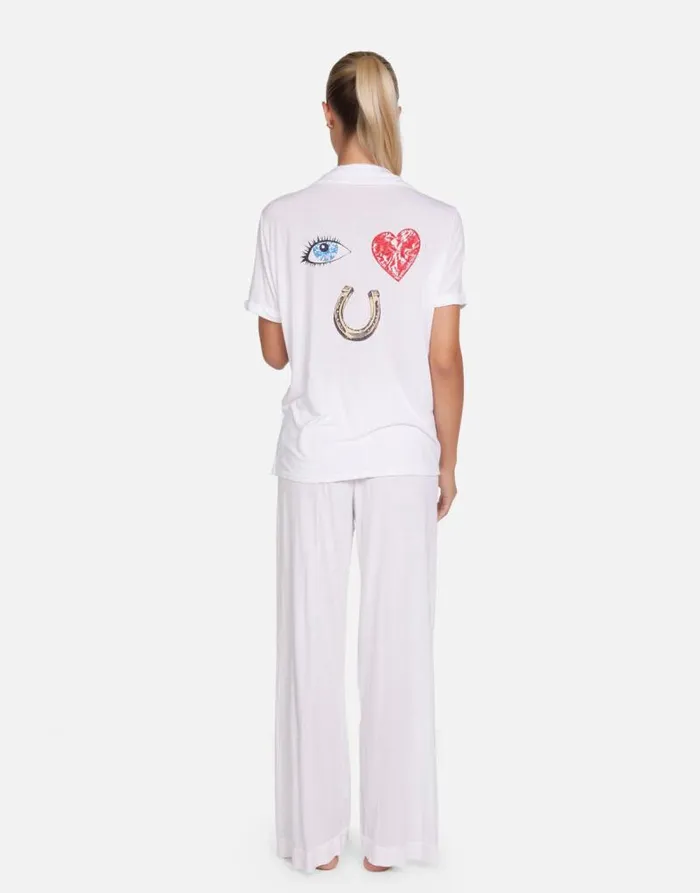 Waverly I Love U White Women Lauren Moshi Short Sleeve