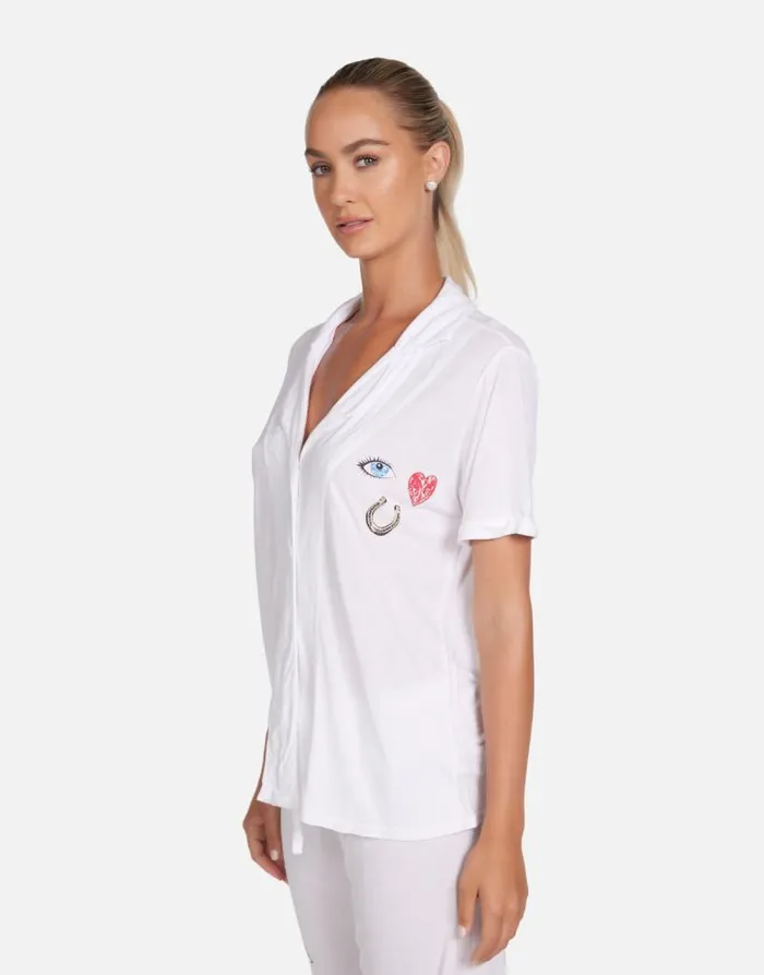 Waverly I Love U White Women Lauren Moshi Short Sleeve