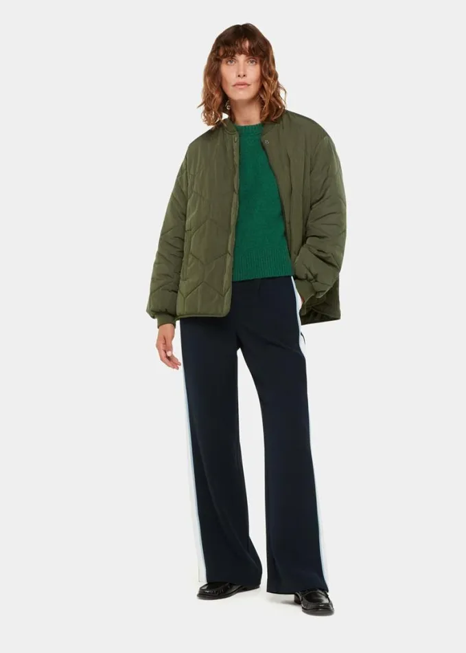 Whistles Anna Wool Mix Crew Knit Dark Green Women Sweaters and Cashmere