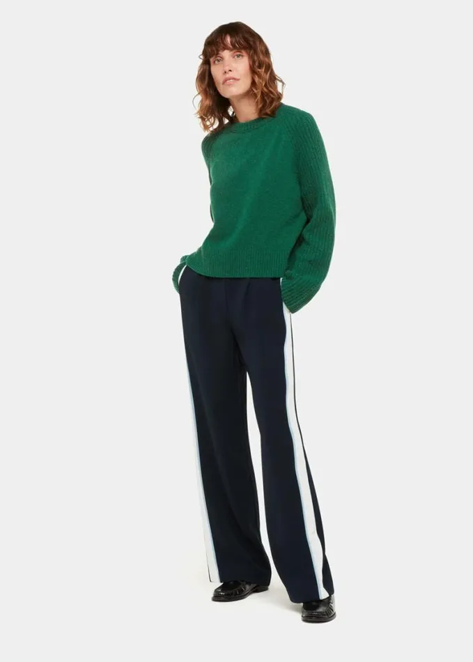 Whistles Anna Wool Mix Crew Knit Dark Green Women Sweaters and Cashmere