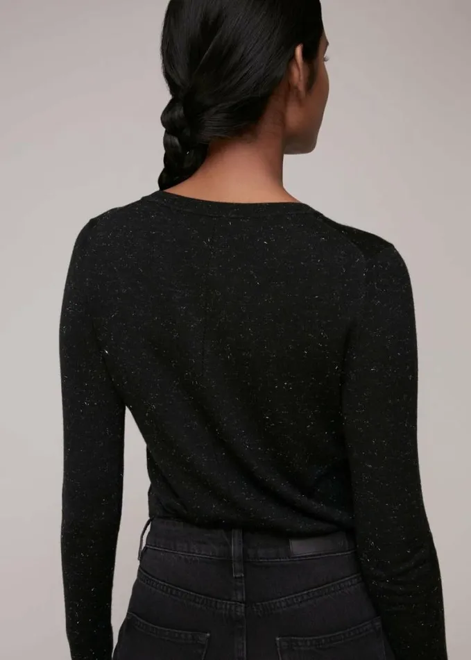 Whistles Annie Sparkle Knit Black Women Sweaters and Cashmere