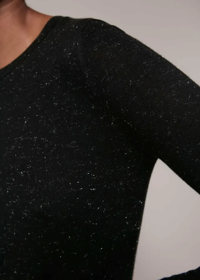 Whistles Annie Sparkle Knit Black Women Sweaters and Cashmere
