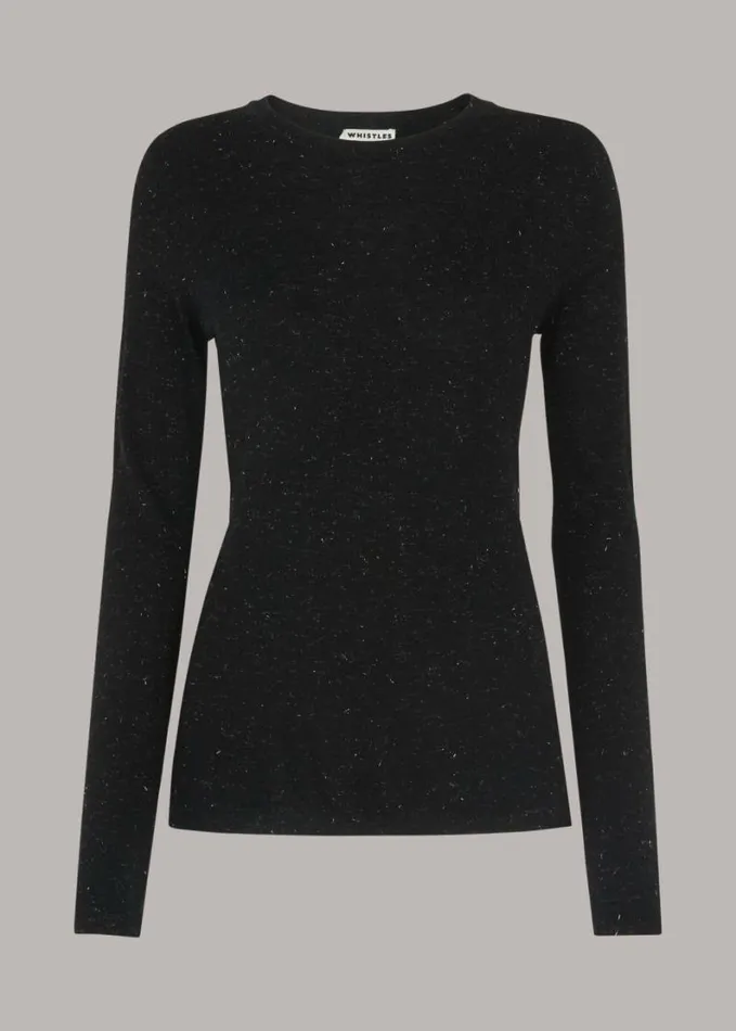 Whistles Annie Sparkle Knit Black Women Sweaters and Cashmere